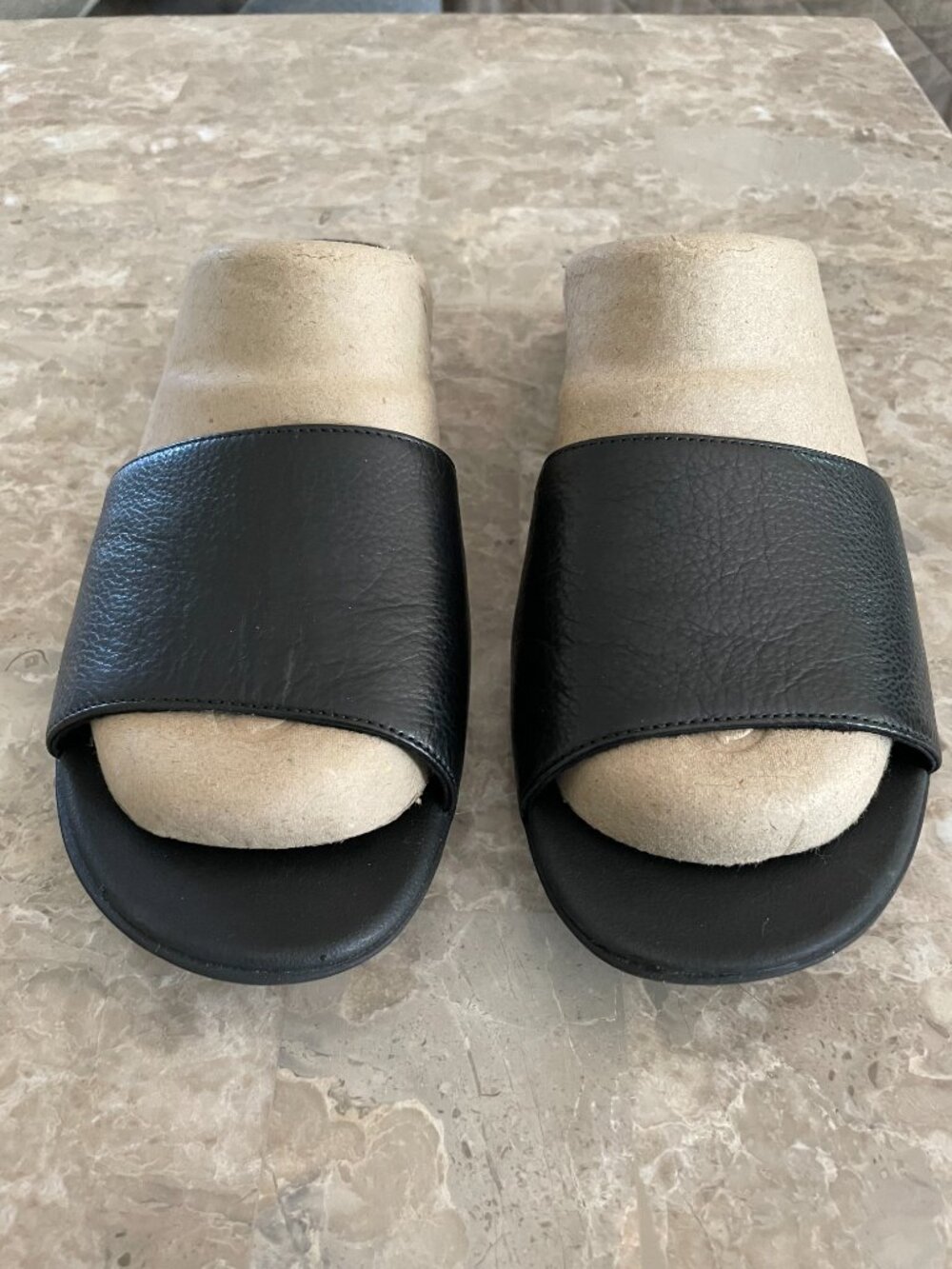 Vionic Leather Slides / Sandals, size: 8, color: black - Picture 3 of 8